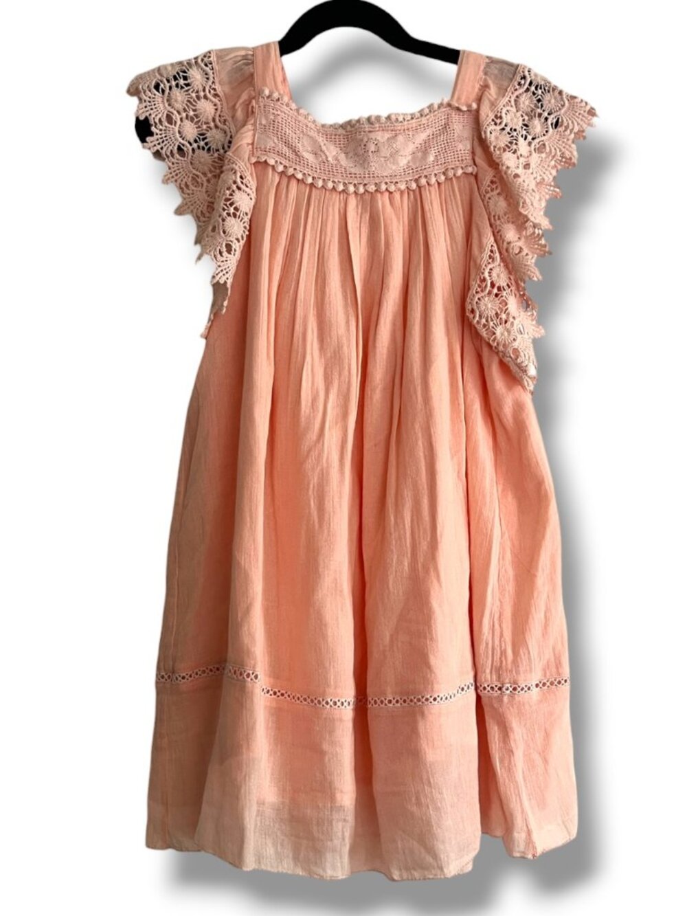 NWT Louise Misha Lace Embroidered Belina Chamallow Pink Coral Peach Dress Sz 7Y